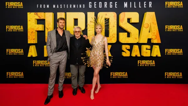 Chris Hemsworth, George Miller and Anya Taylor Joy at Furiosa world premiere in Sydney.